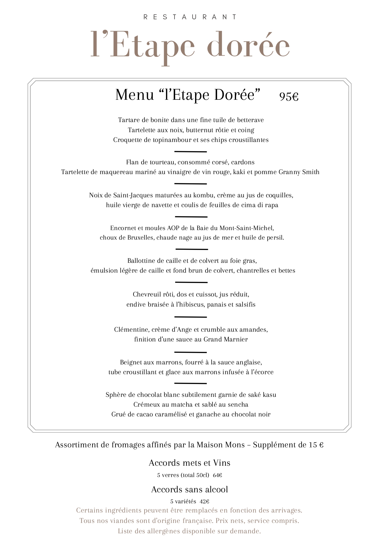 menu etape doree